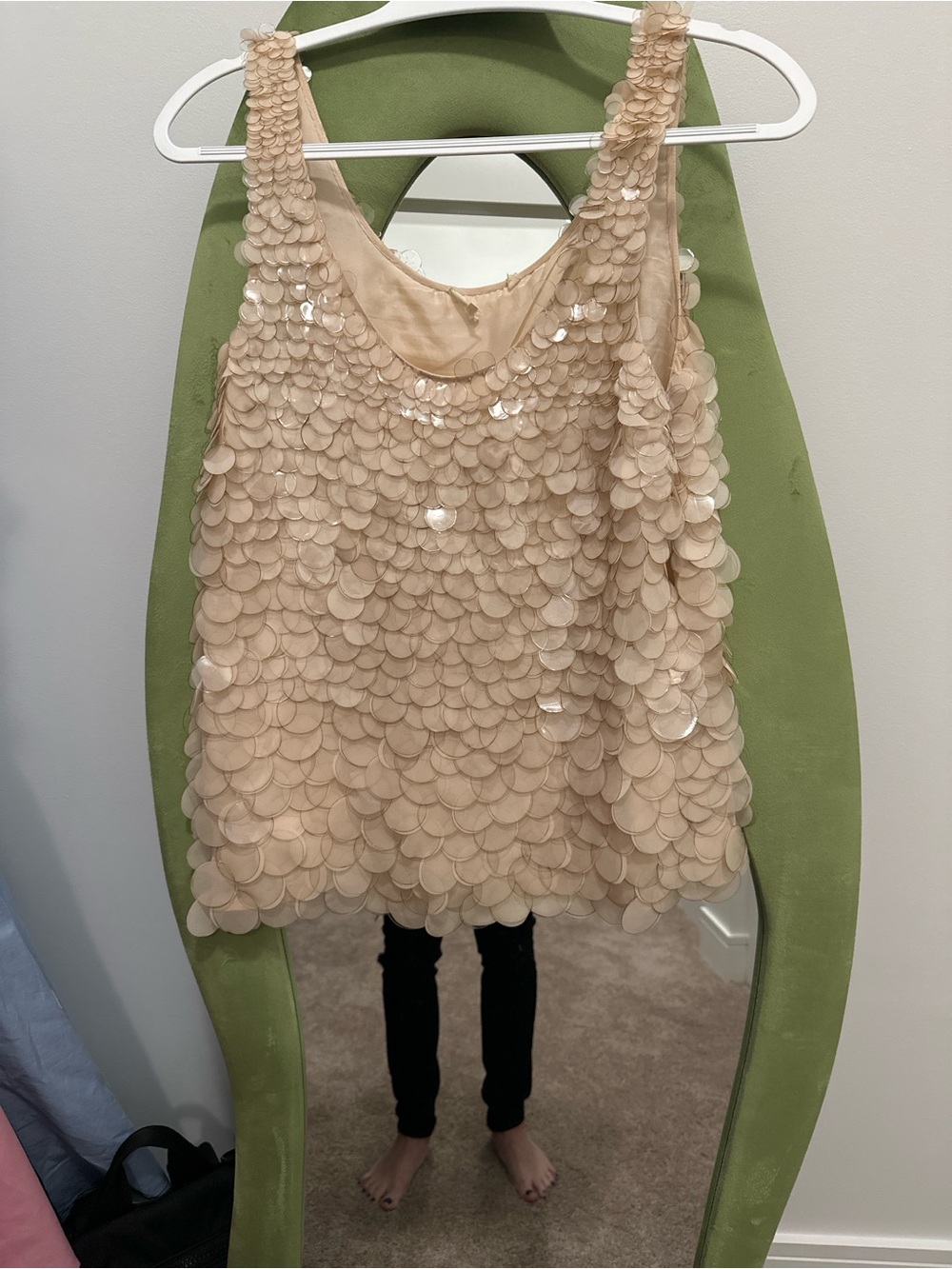 Renzo and Kai Beige Sequin Petal Tank Top